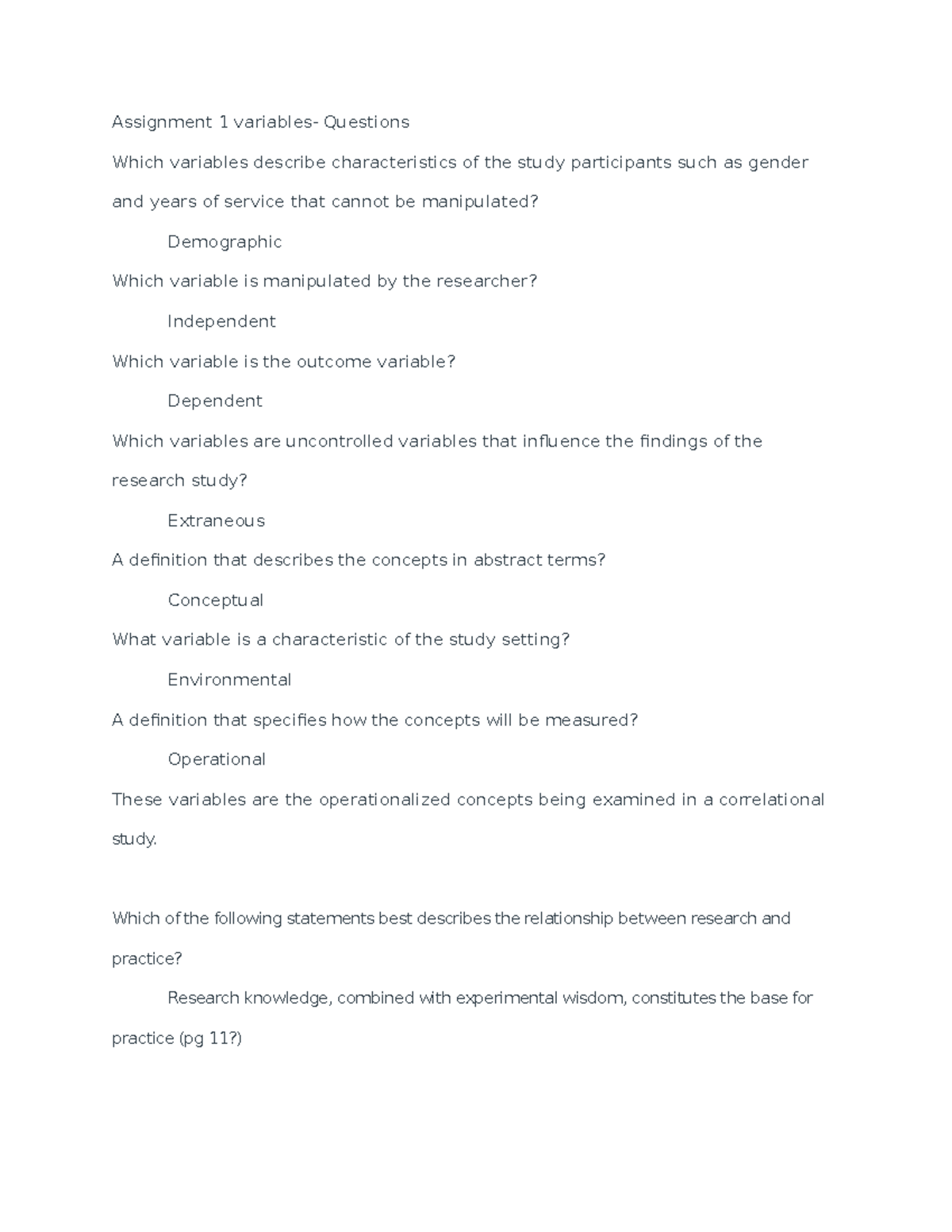 Research practice questions Collection Coll101 SU StuDocu