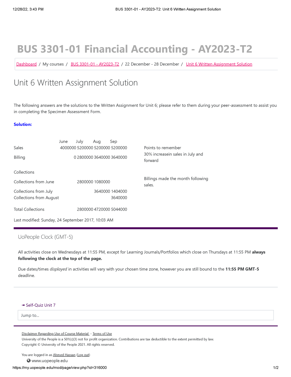 bus 3301 written assignment unit 2