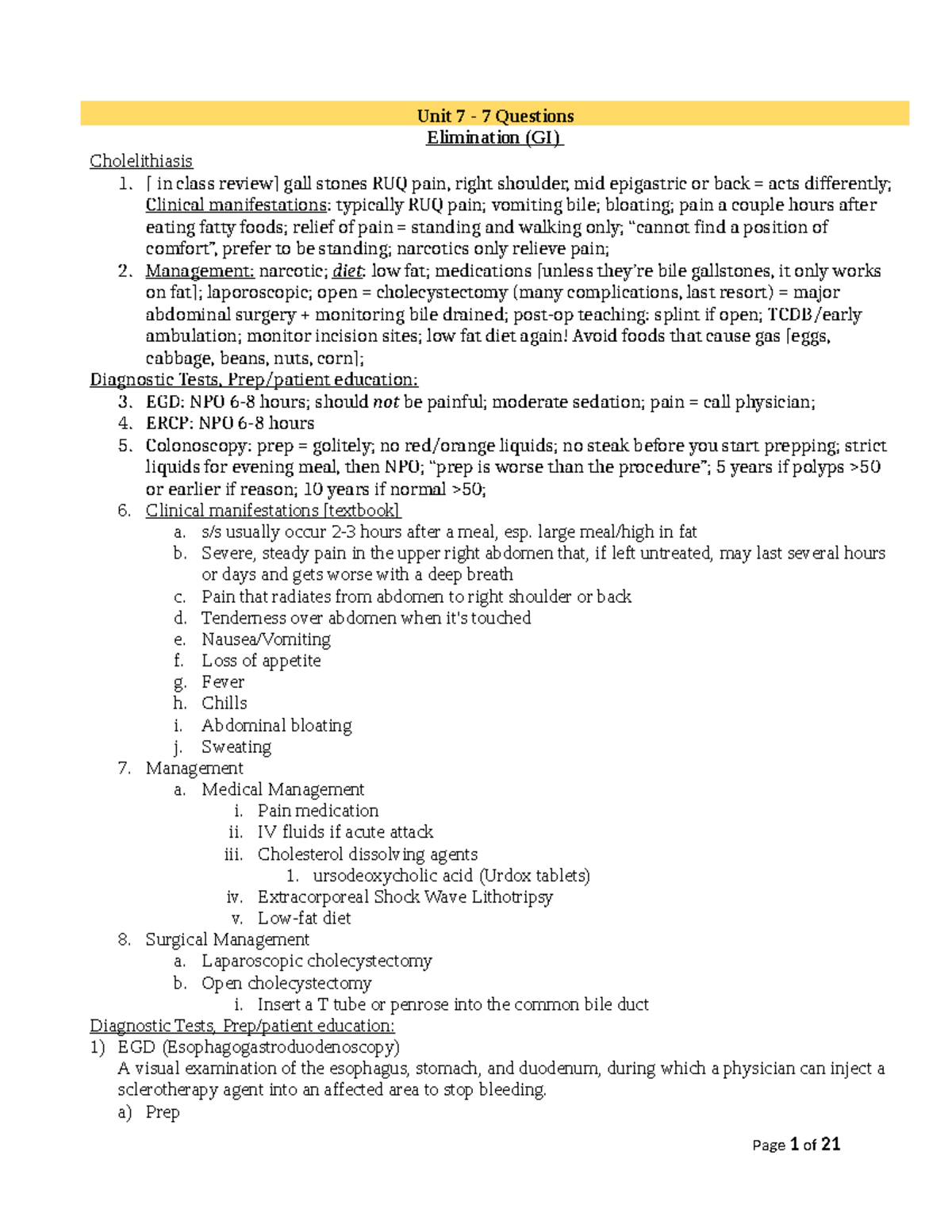 Test 3 Med Surg - lecture notes quiz test - Unit 7 - 7 Questions ...