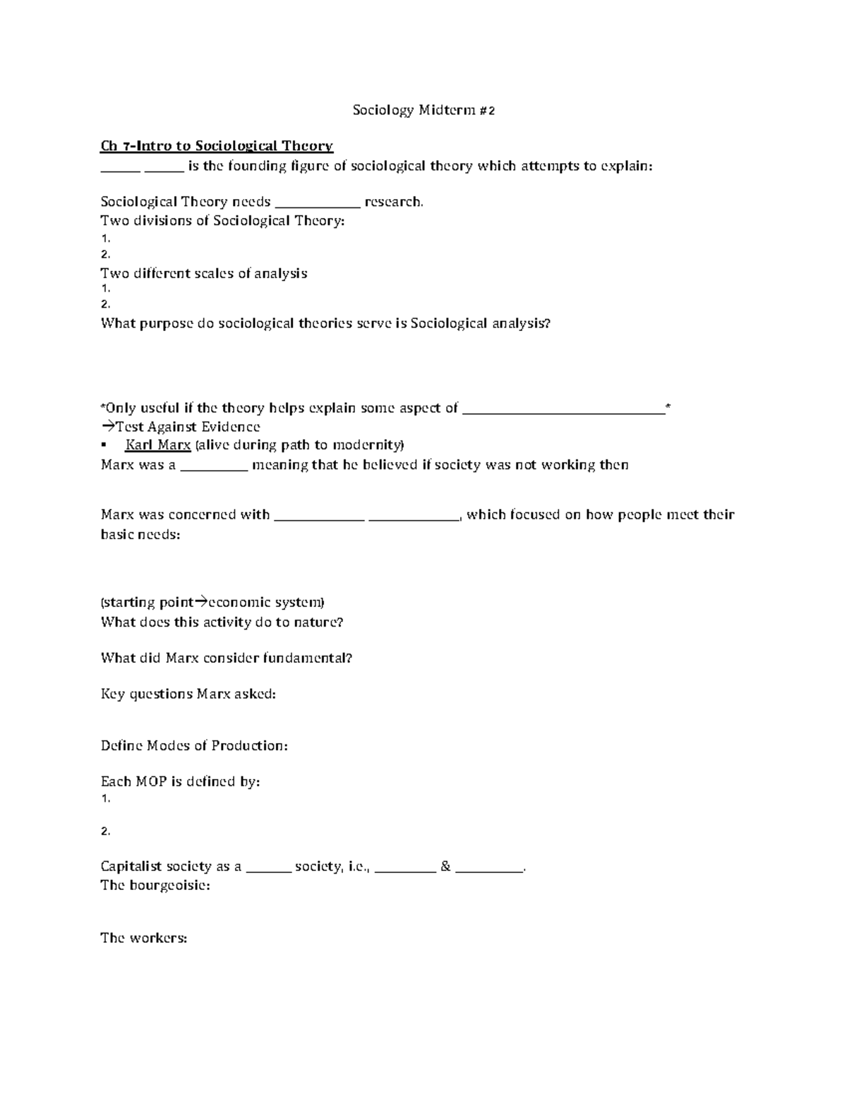 Midterm 2 2018, Questions - Sociology Midterm # Ch 7-Intro To ...