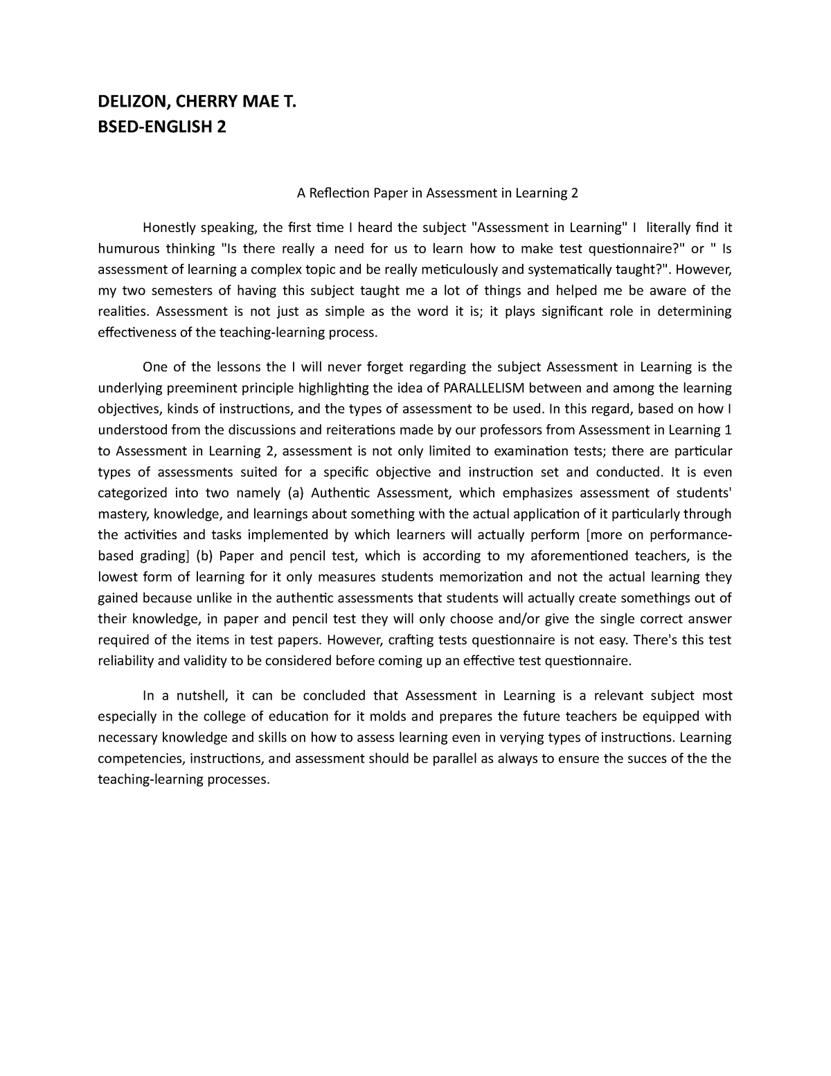 research paper on assessment in education