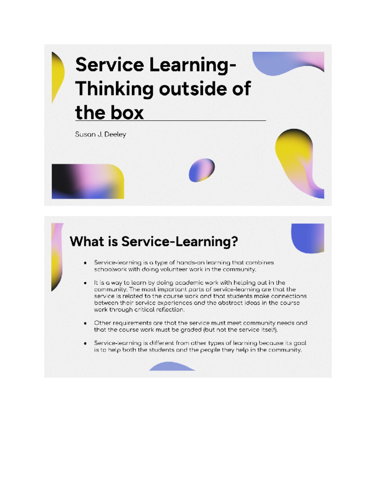 Untitled document - Service-learning powerpoint - Service Learning ...