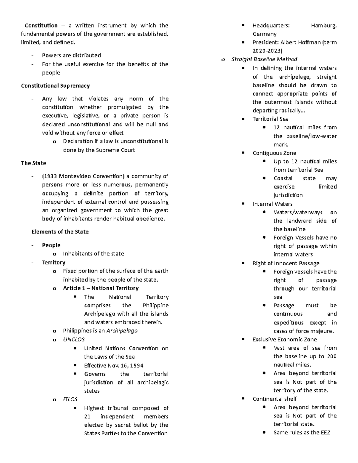 Constitution Lecture Notes Atty. Duka Constitution a written instrument by which the