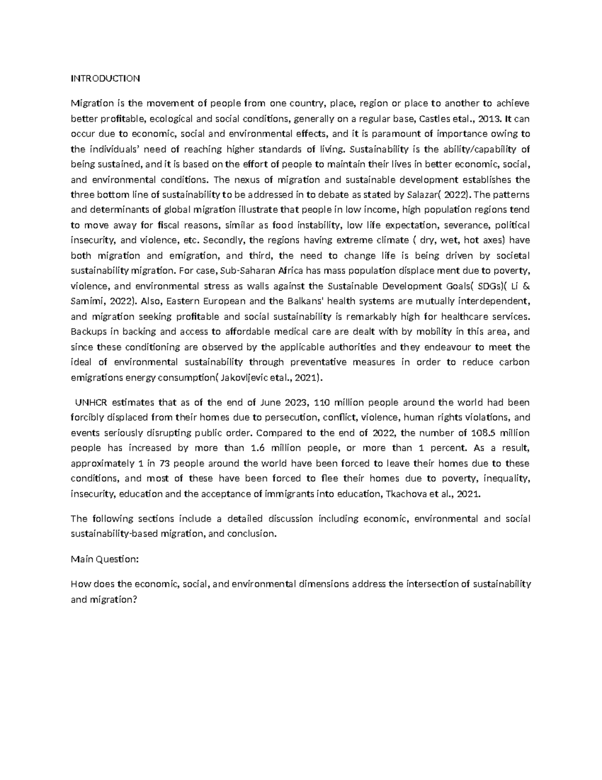 Theconw - INTRODUCTION Migration is the movement of people from one ...