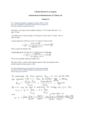 Fluid Mechanics 8th Edition White Soluti - Chapter 2 •• Pressure ...