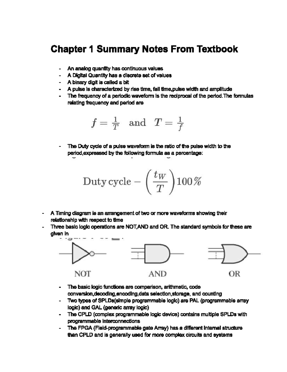 M 11 - notes - Chapter 1 Summary Notes From Textbook An analog quantity ...