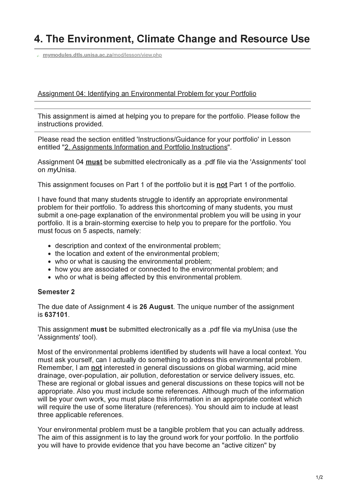 assignment on environment pdf