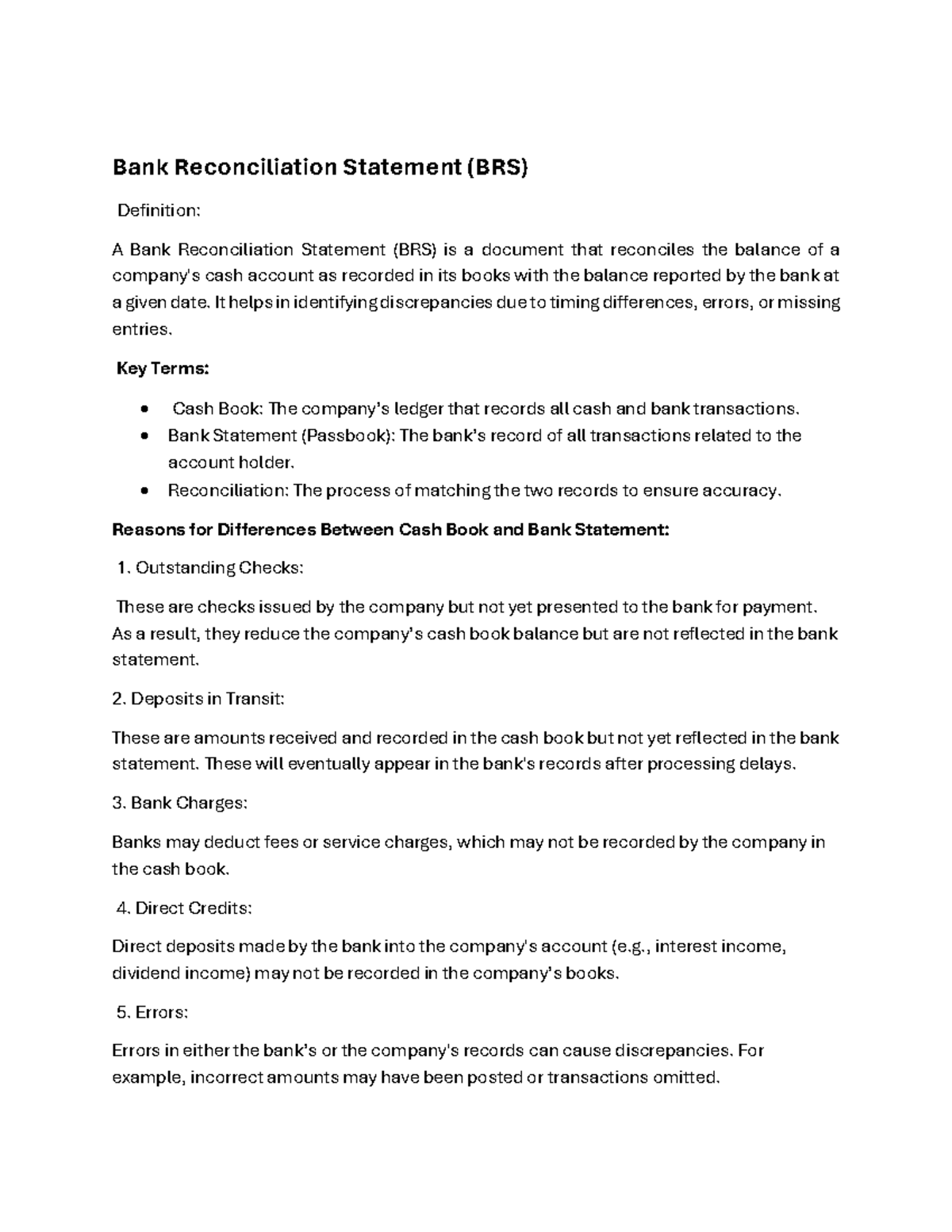 Bank Reconciliation - It helps in identifying discrepancies due to ...