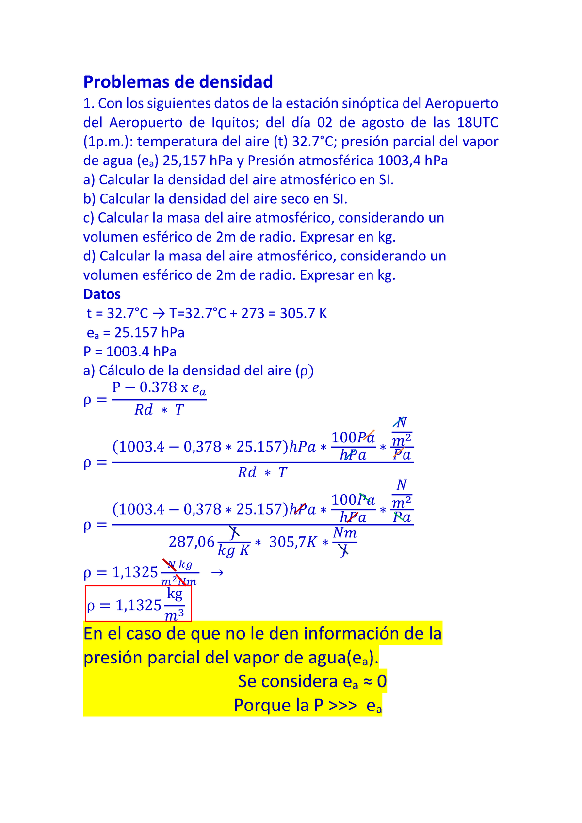 Problema DE Densidad - Problemas De Densidad Con Los Siguientes Datos ...