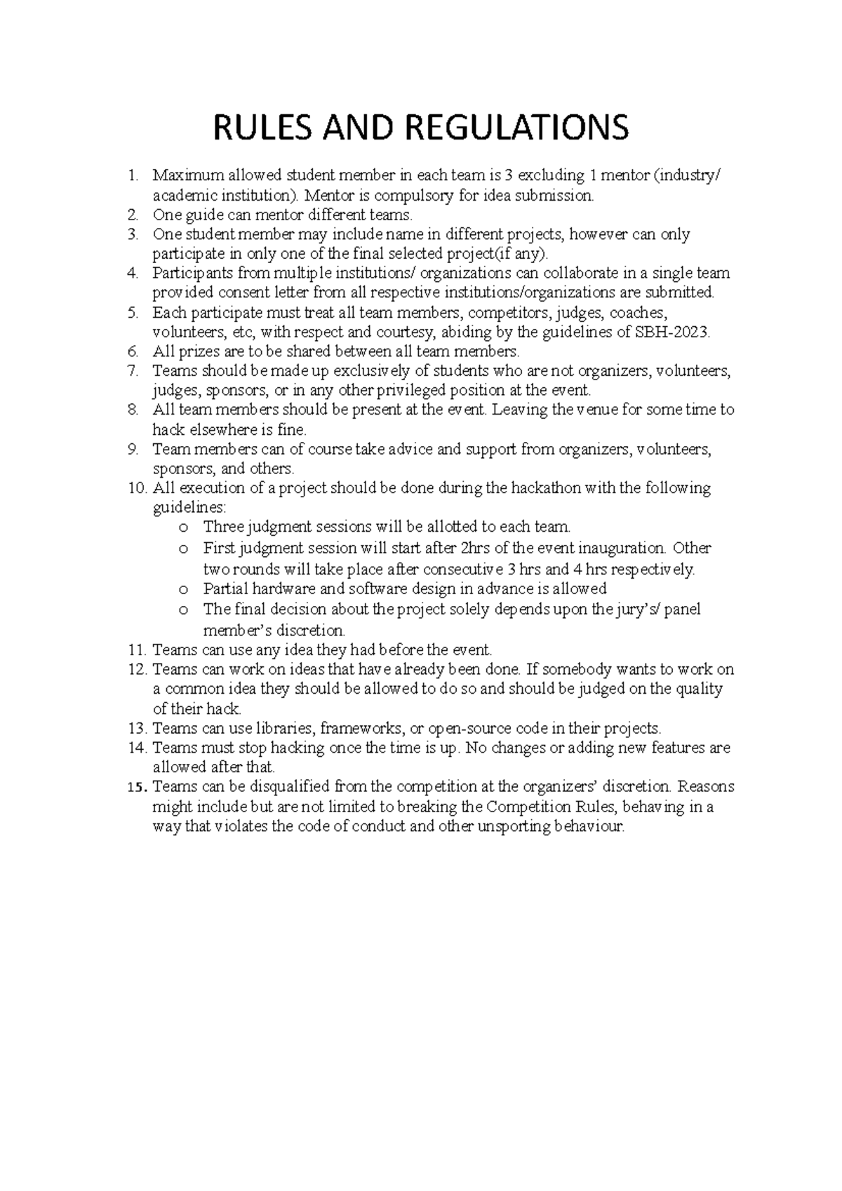 Rules AND Regulations - RULES AND REGULATIONS Maximum allowed student ...