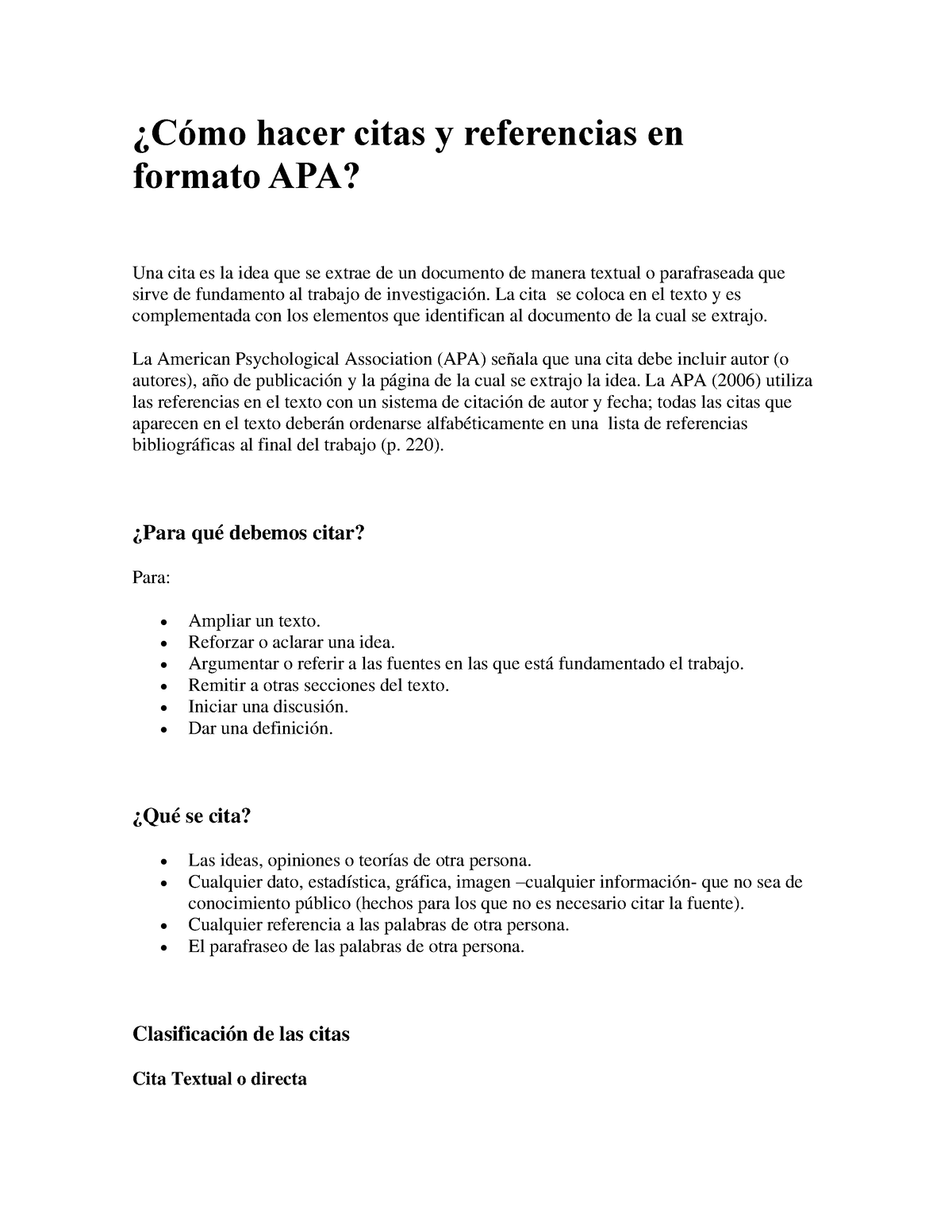 Cómo Hacer Citas Y Referencias En Formato Apa ¿cómo Hacer Citas Y Referencias En Formato Apa 