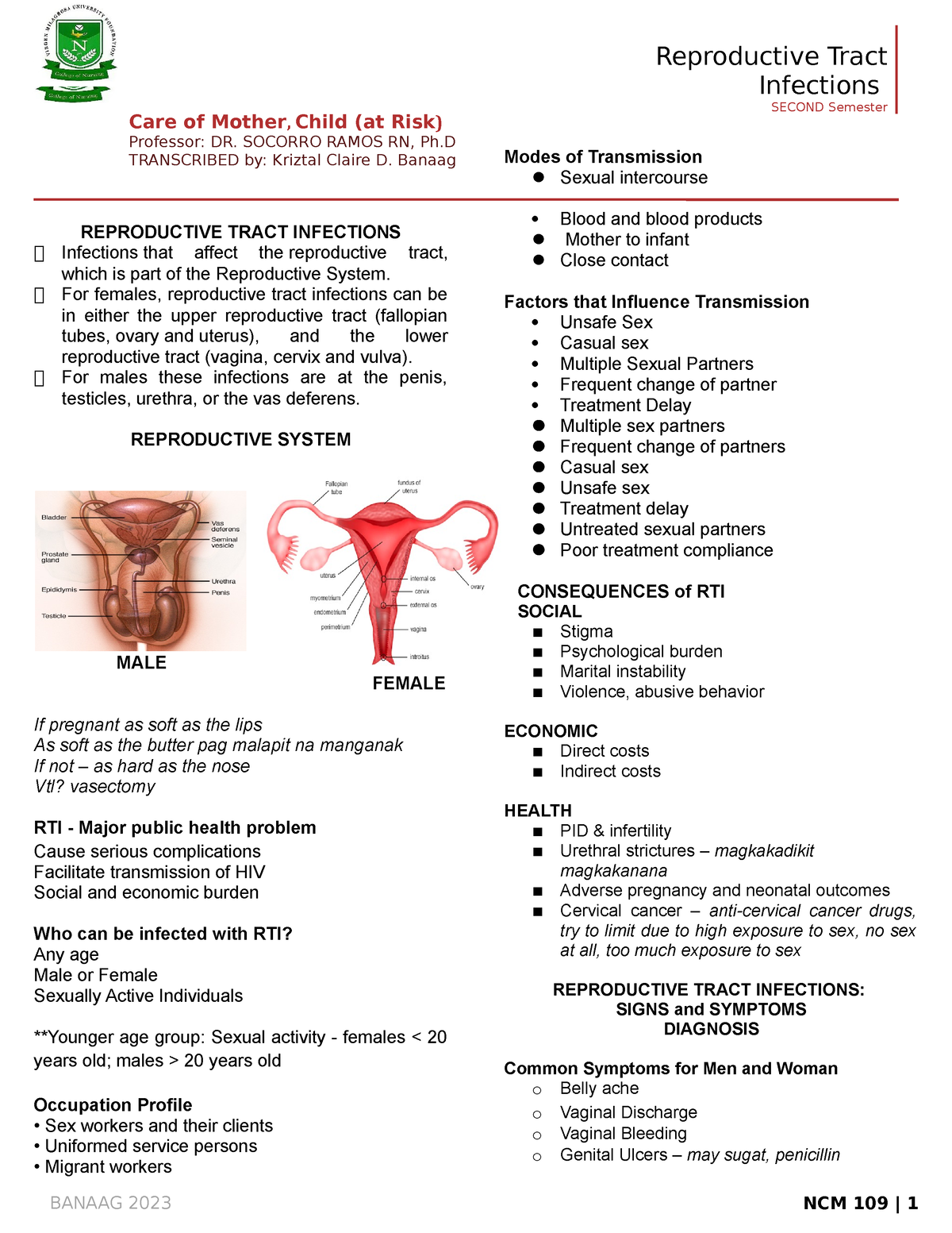 Reproductive- Tract- Infections - Care of Mother, Child, and Adolescent ...