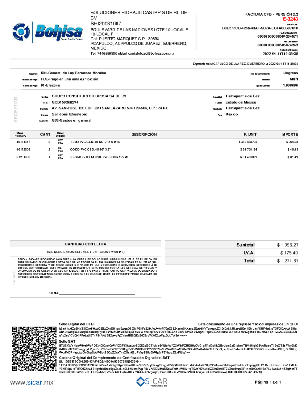 53. Fac CFDI SHI2008 10 II7 E-3248 - FACTURA CFDI - VERSIÓN 3. E- Fecha ...