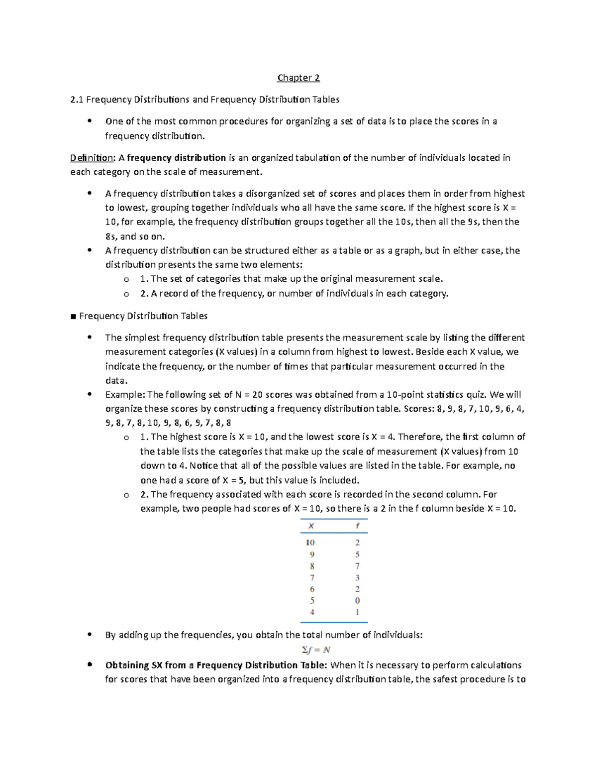Chapter 2 - Lecture notes 2 - Chapter 2 2 Frequency Distribuions and ...