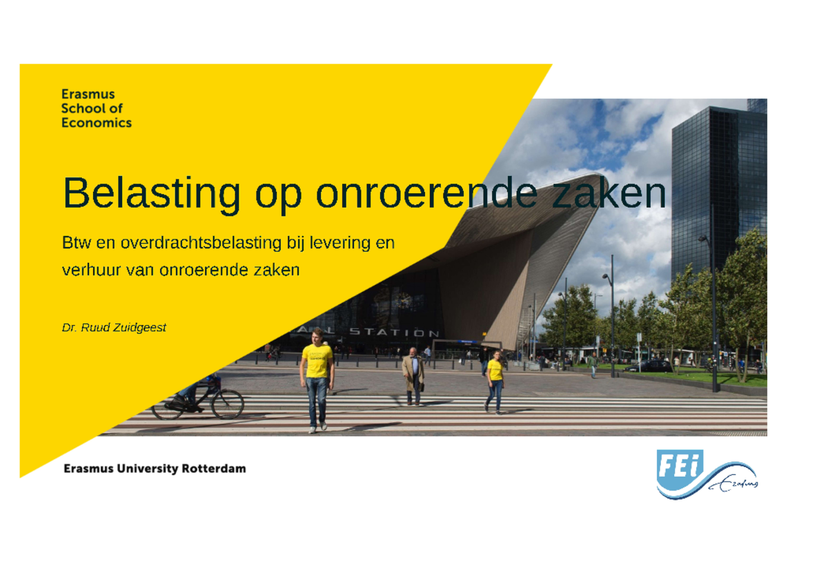 Slides hoorcollege 5 updated Belasting op onroerende zaken