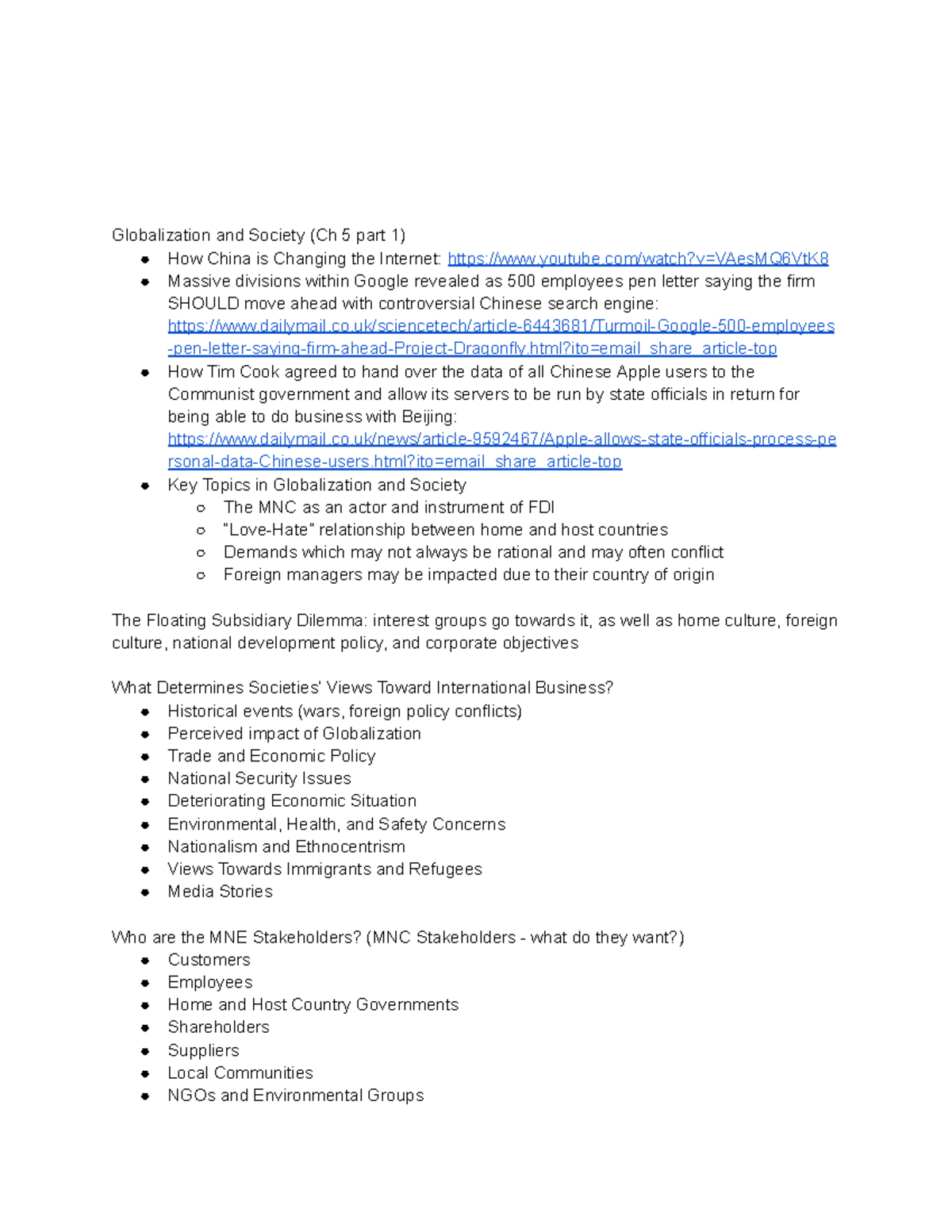 D270 Notes part 3- Google Docs - Globalization and Society (Ch 5 part 1 ...