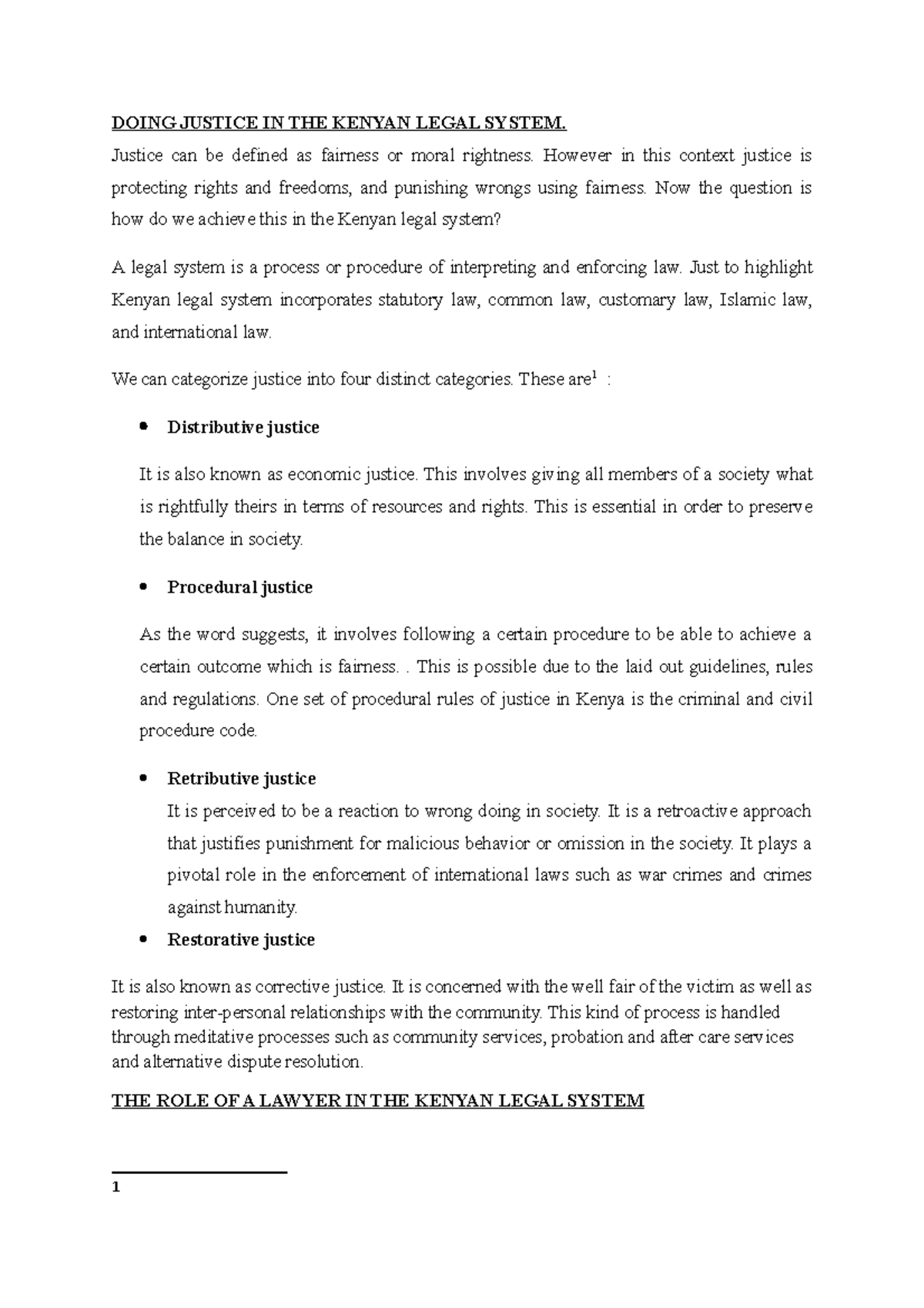 Doing Justice IN THE Kenyan Legal System DOING JUSTICE IN THE KENYAN
