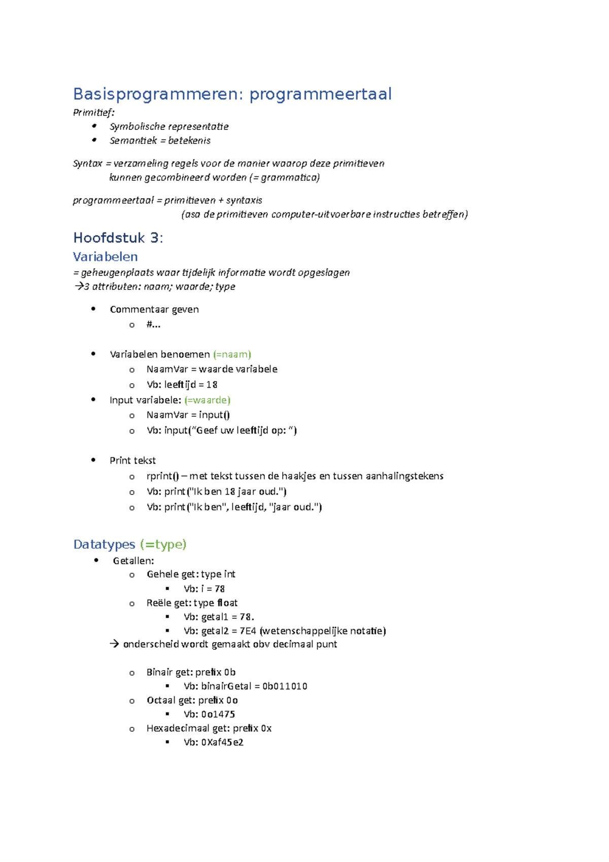 Basisprogrammeren programmeertaal - Basisprogrammeren: programmeertaal ...