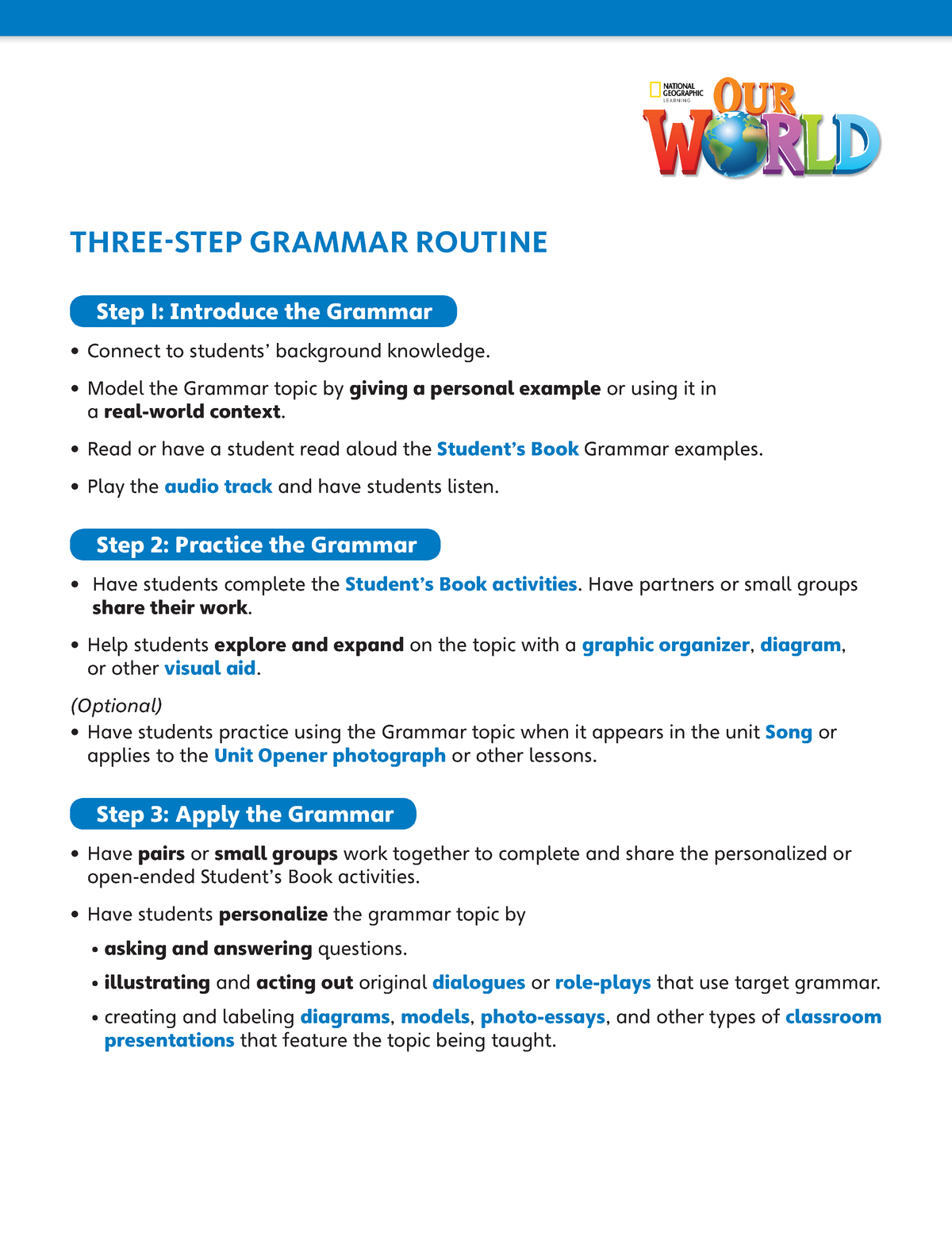 Routines grammar - adsasda - THREE-STEP GRAMMAR ROUTINE Step 1 ...