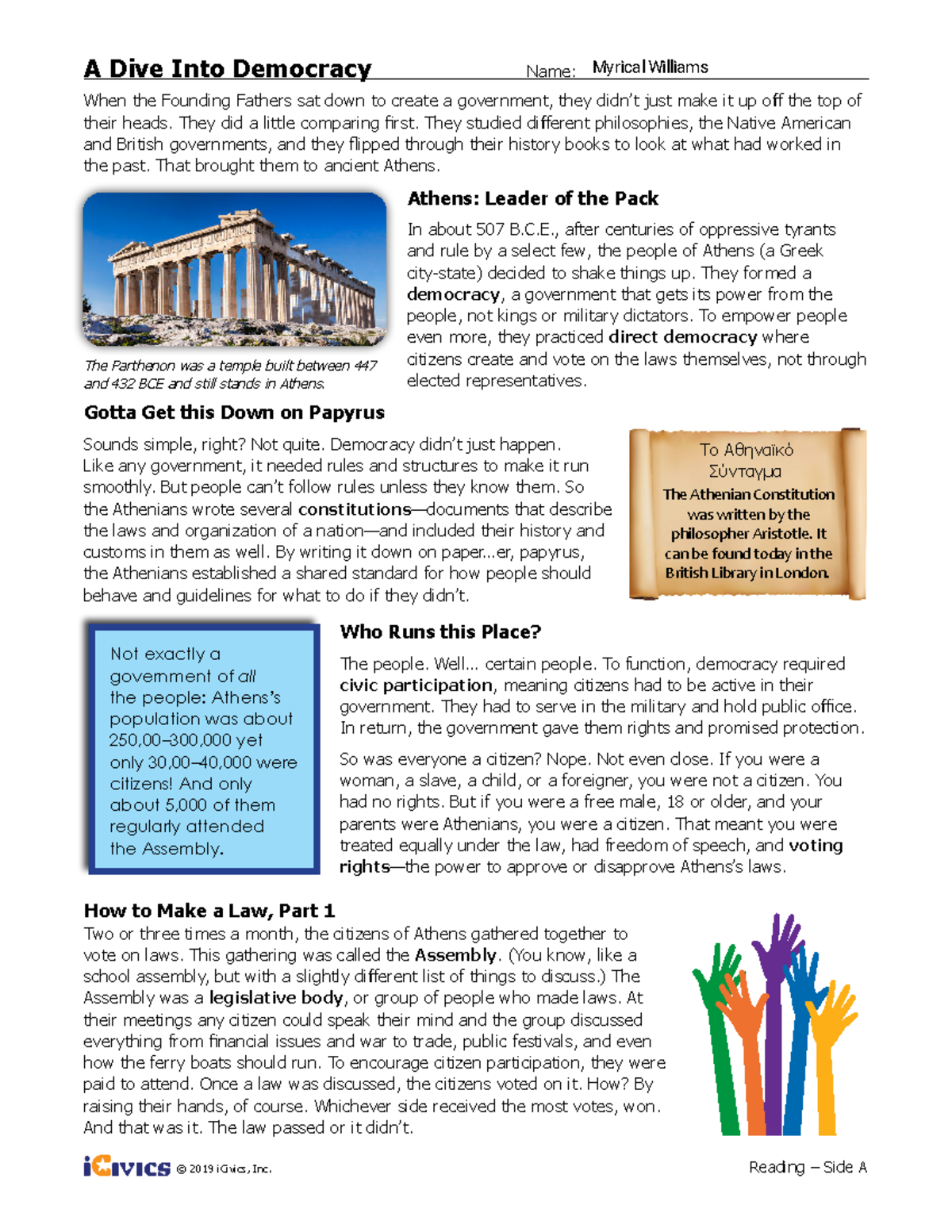 Myrical 3279937 Enzyme Pineapple Lab © 2019 iCivics, Inc. When the