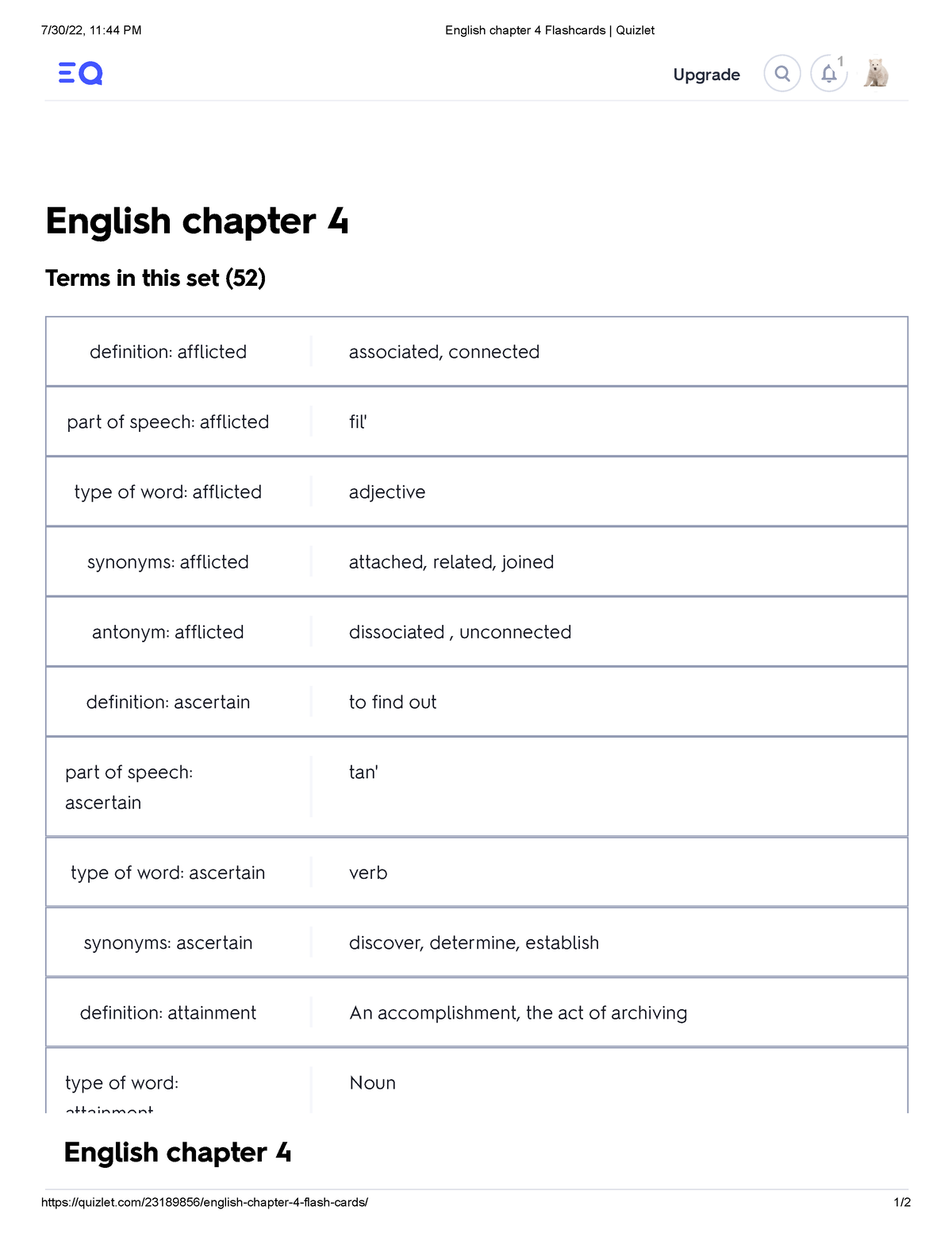 English Chapter 4 Flashcards Quizlet - 7/30/22, 11:44 PM English ...