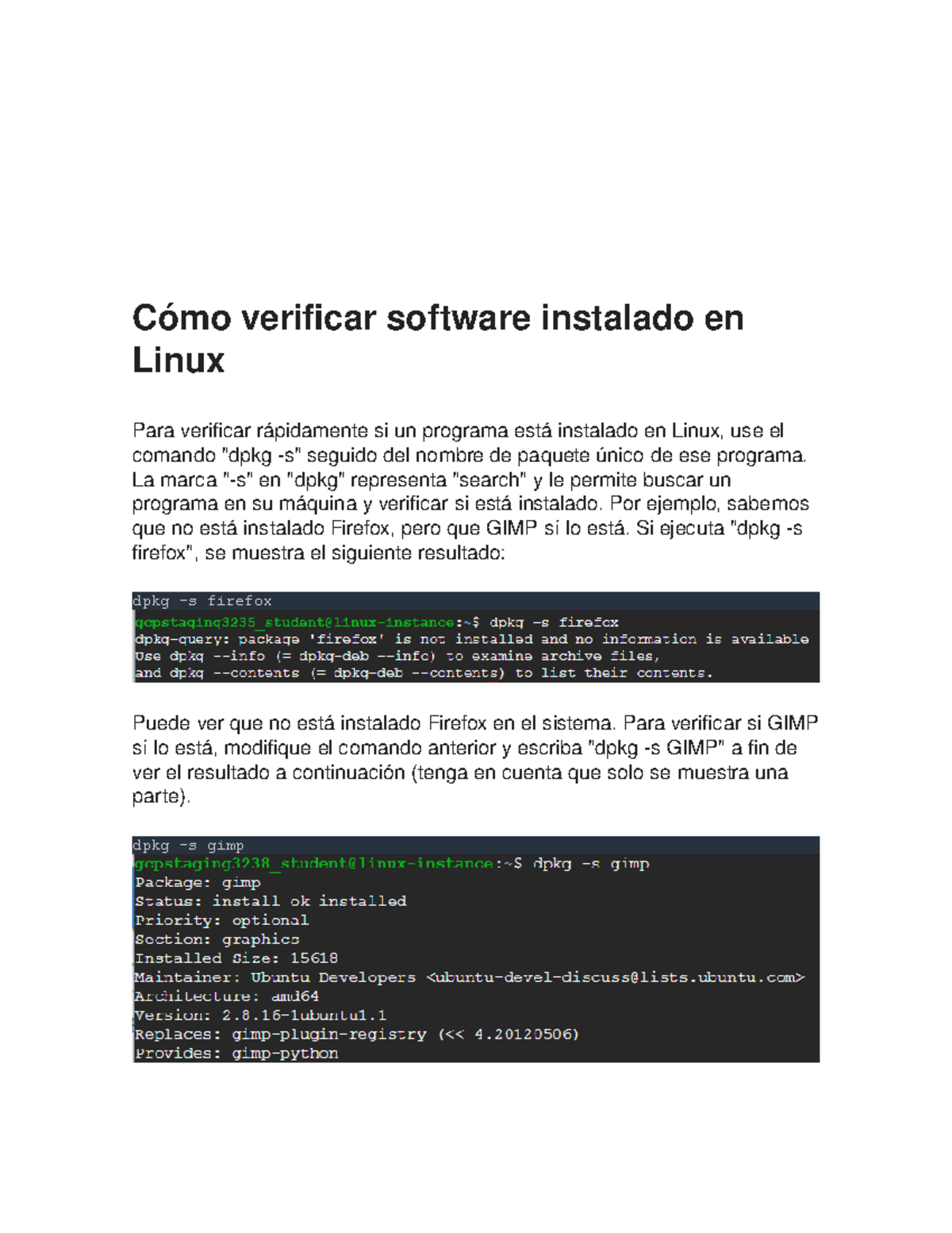 Intalando En Linux Nota 10 Mo Verificar Software Instalado En Linux Para Verificar Pidamente Si Un Programa Est Instalado En Linux Use El Comando Dpkg Studocu