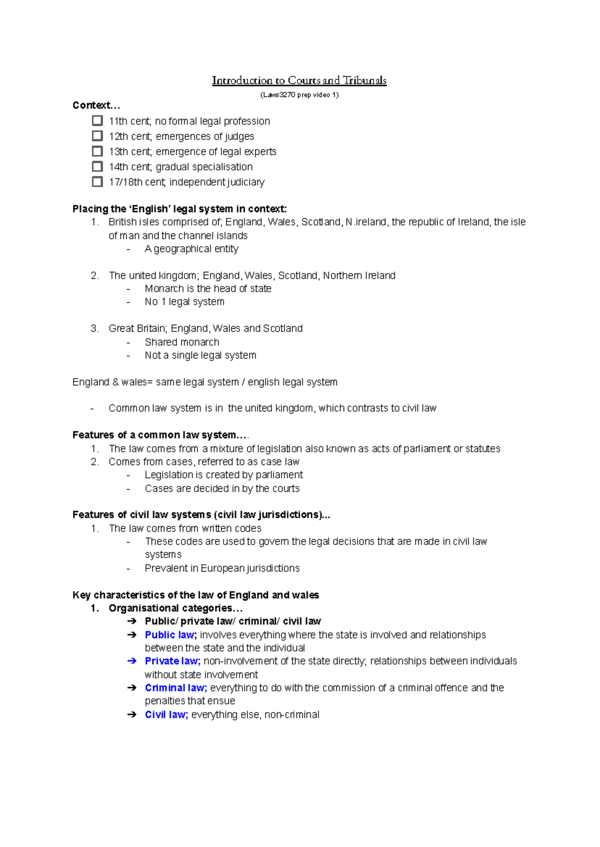 Prep work - prep before core module content - Introduction to Courts ...