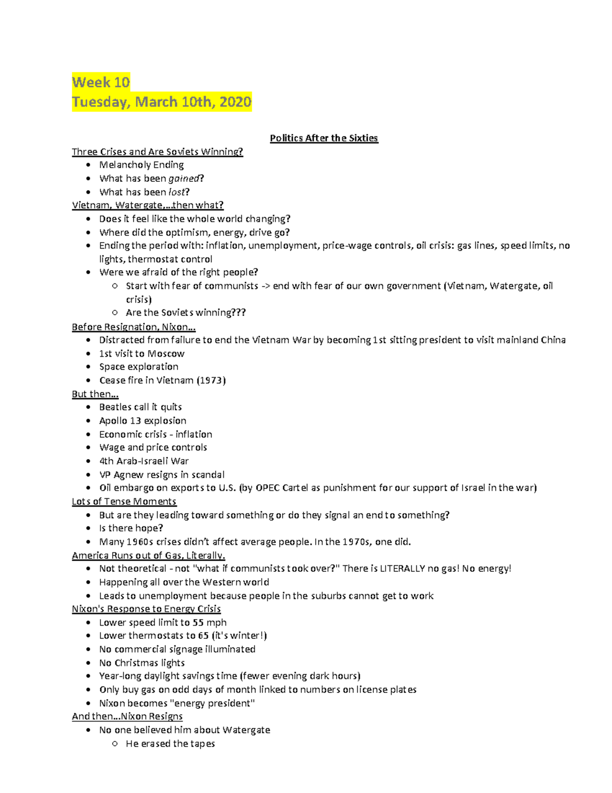Week10 - Second Quarter Material - Week 10 Tuesday, March 10th, 2020 ...