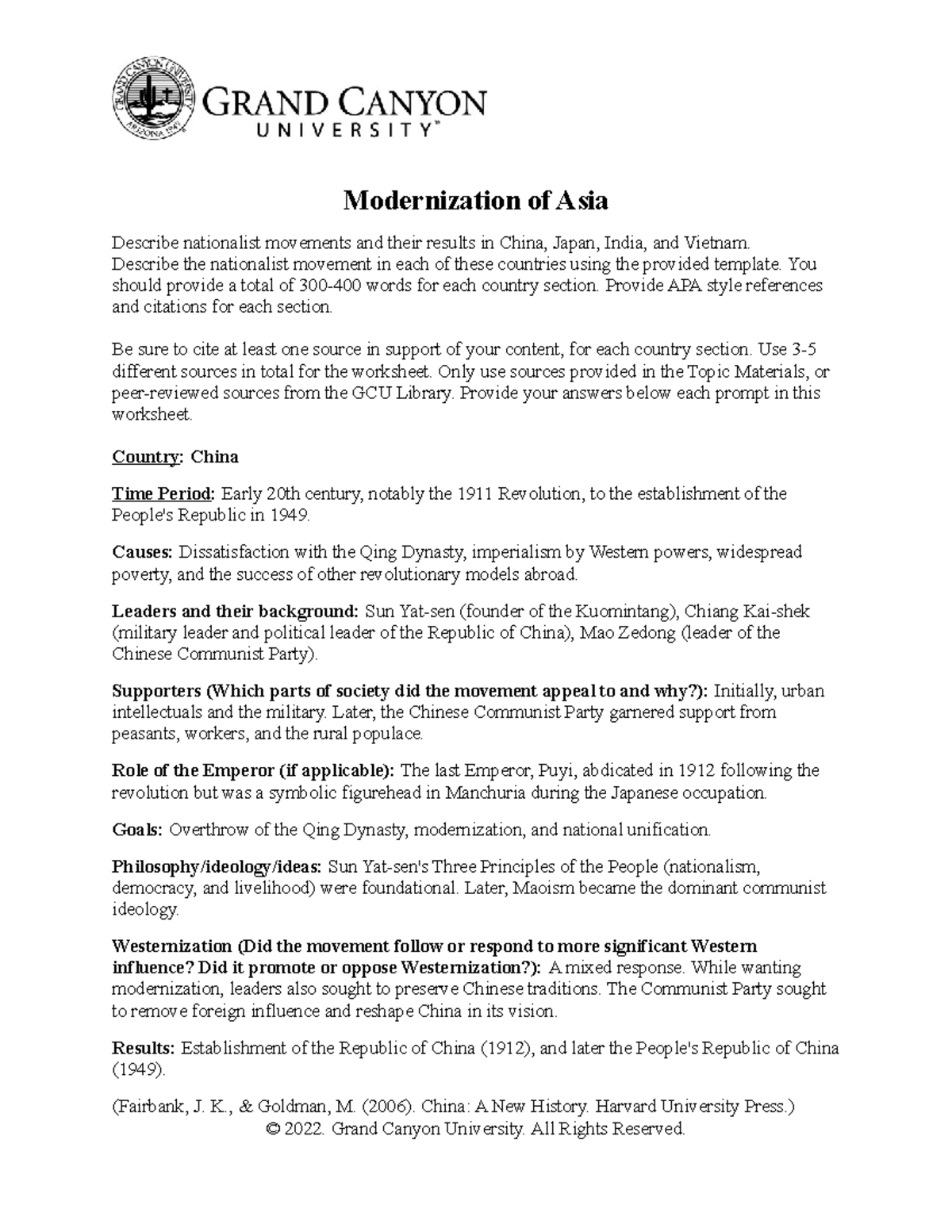 HIS 350 RS T5 Modernizationof Asia - Modernization of Asia Describe ...