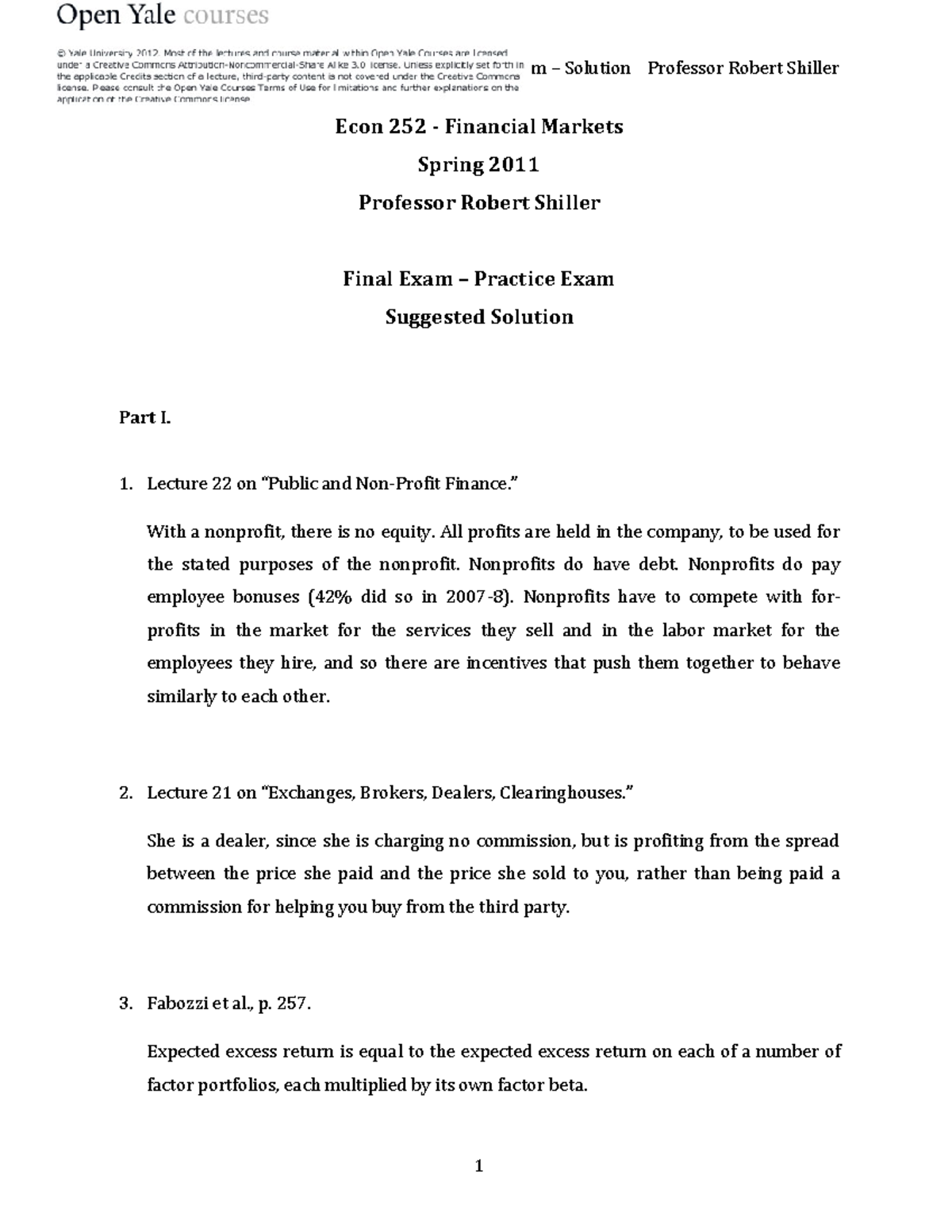 ECON252 Final Practice Exam Solution - Econ 252 Spring 2011 Final Exam ...