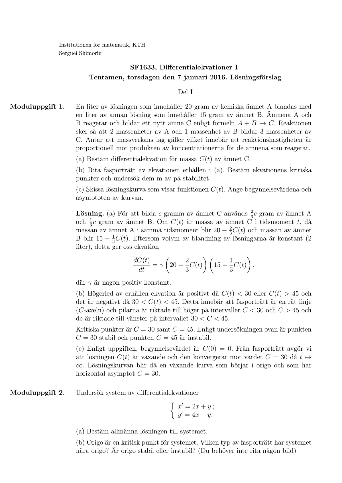 Tenta 7 Januari 2016, Frågor Och Svar - Institutionen För Matematik ...