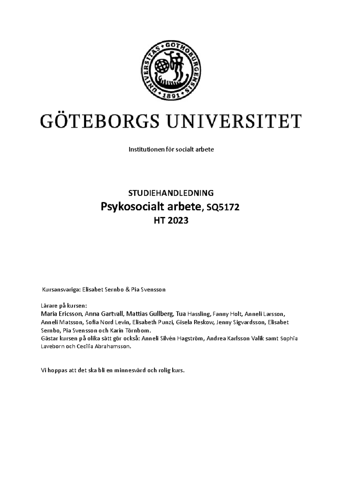 SQ5172 Studiehandledning HT2023 230913 - Institutionen För Socialt ...