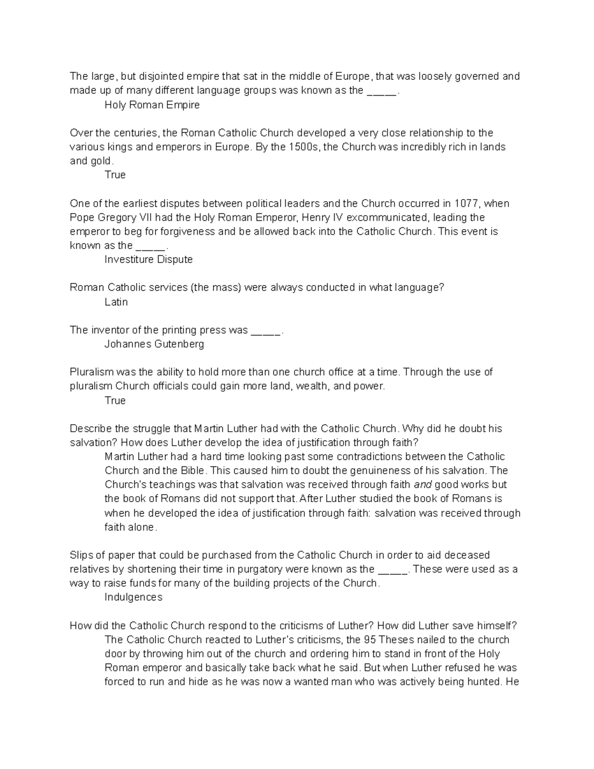 Quiz 1: Reformation and Russia study guide - The large, but disjointed ...