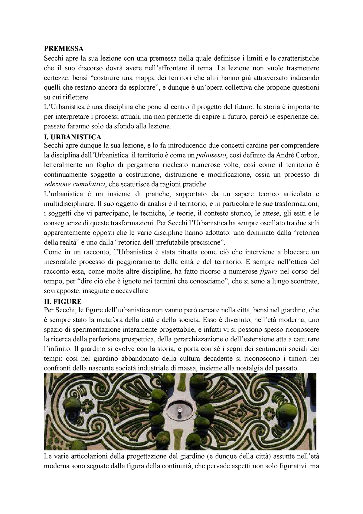 Relazione Prima Lezione Di Urbanistica (Bernardo Secchi) - PREMESSA ...