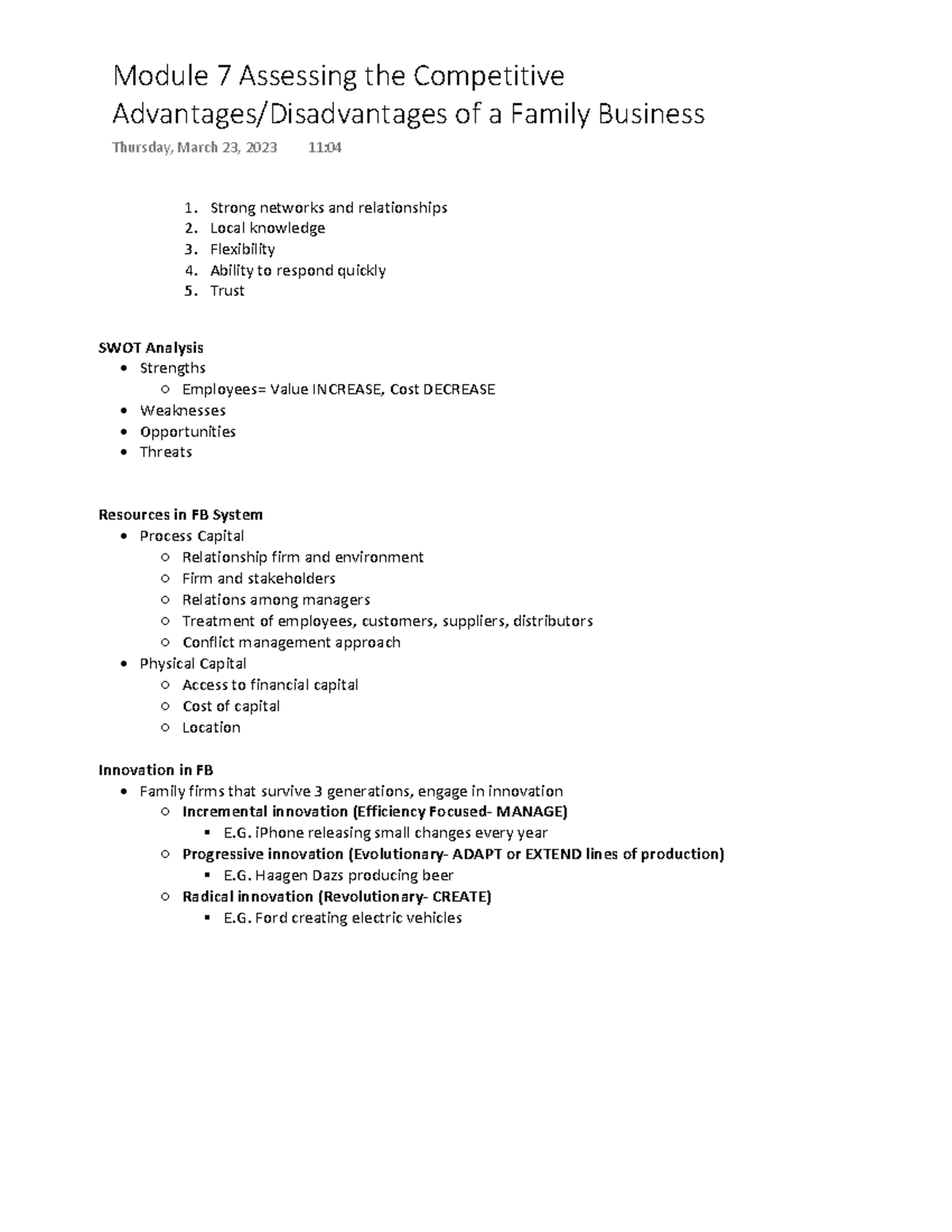 Module 7 Assessing the Competitive Advantages and Disadvantages of a