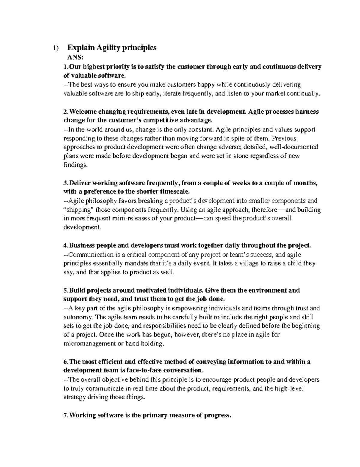 SEPM Assignment No 1 - 1) Explain Agility principles ANS: Our highest ...
