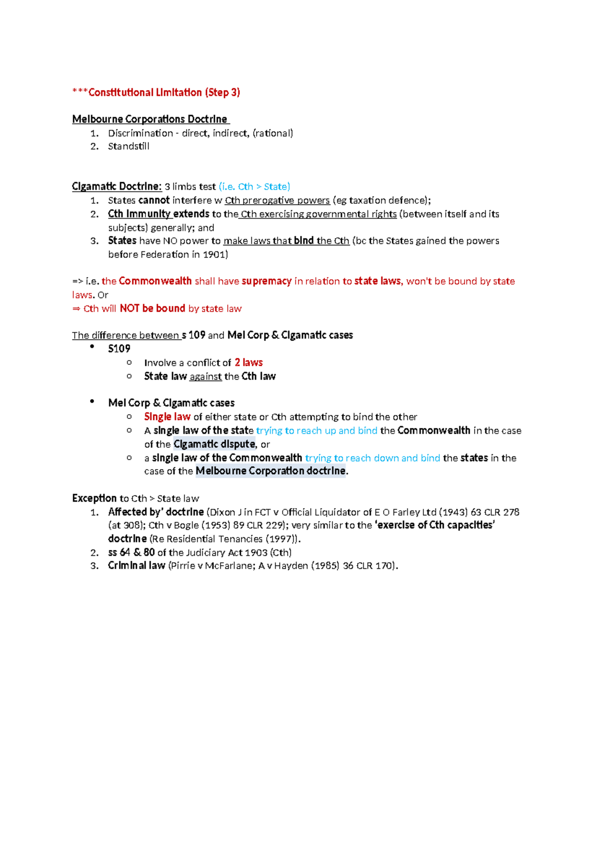 Intergovt immunities notes - ***Constitutional Limitation (Step 3 ...