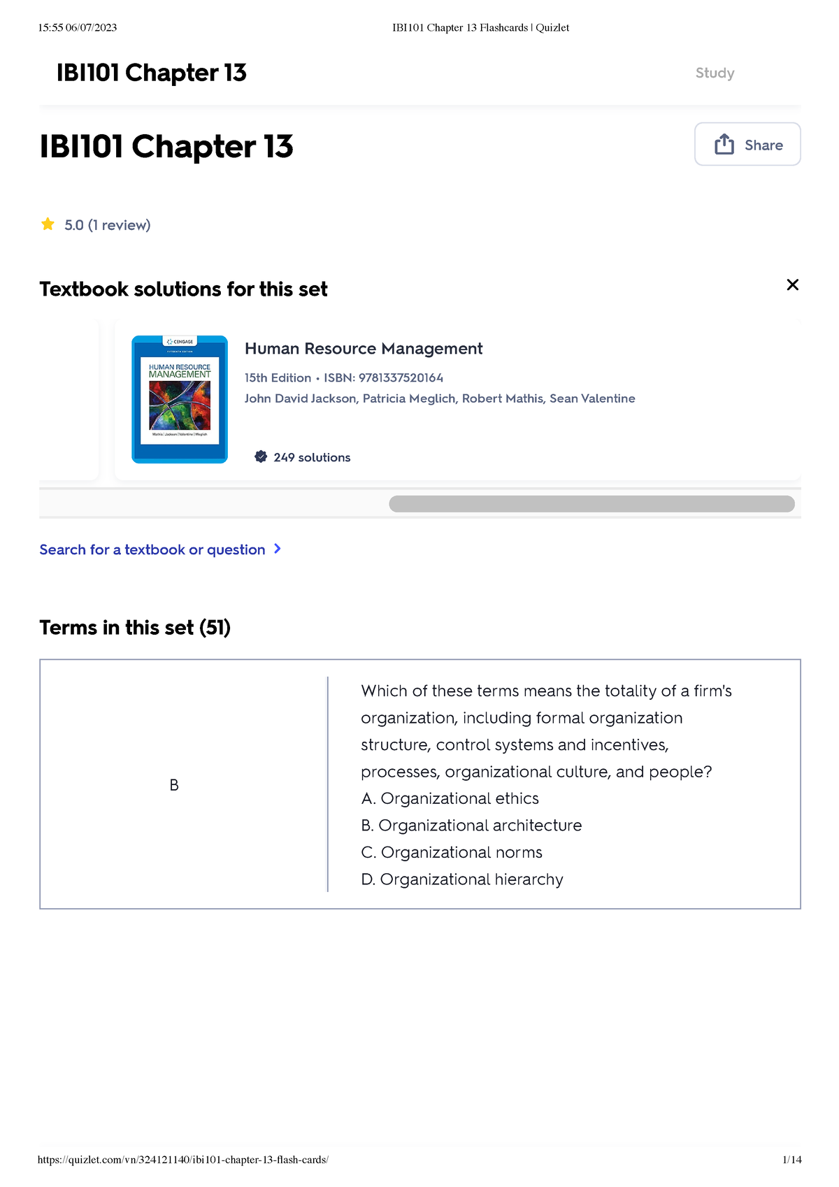 IBI101 Chapter 13 Flashcards Quizlet - IBI101 Chapter 13 Share 5 (1 ...