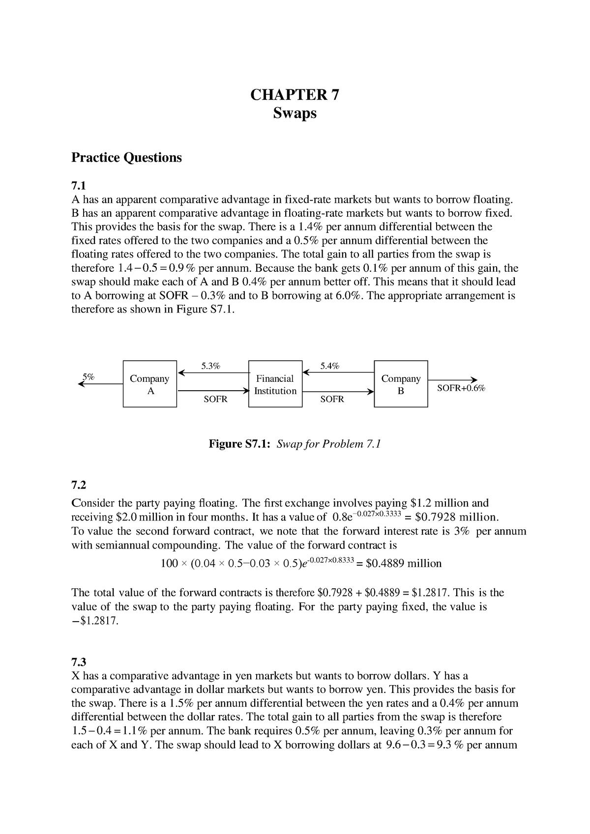 Hull OFOD 11e Solutions Ch 07 GE - CHAPTER 7 Swaps Practice Questions 7 ...