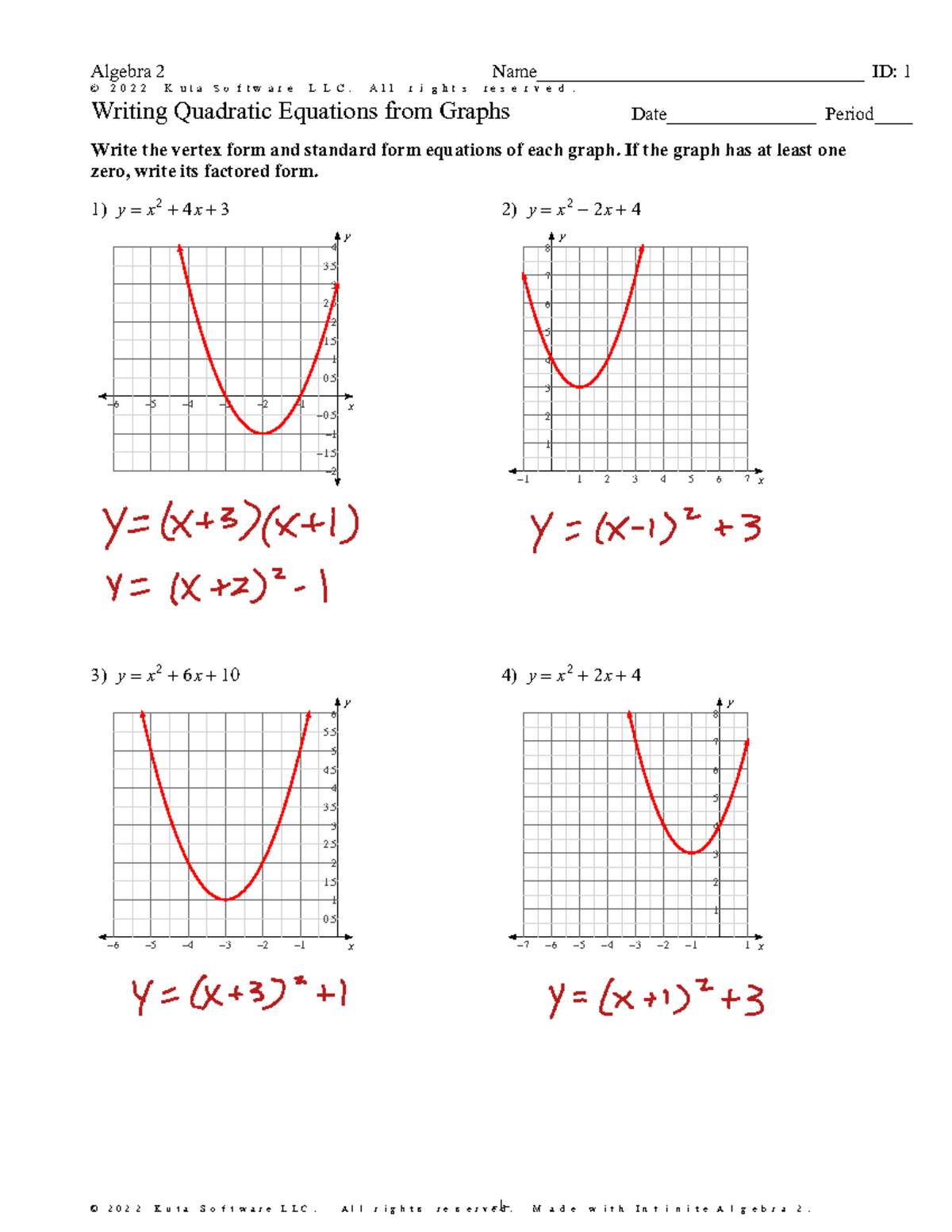 Kami Export - Writing Quadratic Equations from Graphs 1 - ©t b 2 J 0 r ...