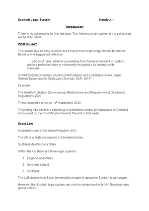 Lecture 6 - Statutory Interpretation - Scottish Legal System Handout 6 ...