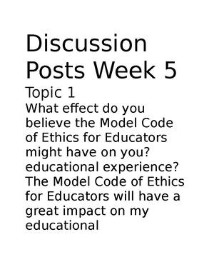 Week 6 - Discussion Questions - Week 6: Which disposition do you ...