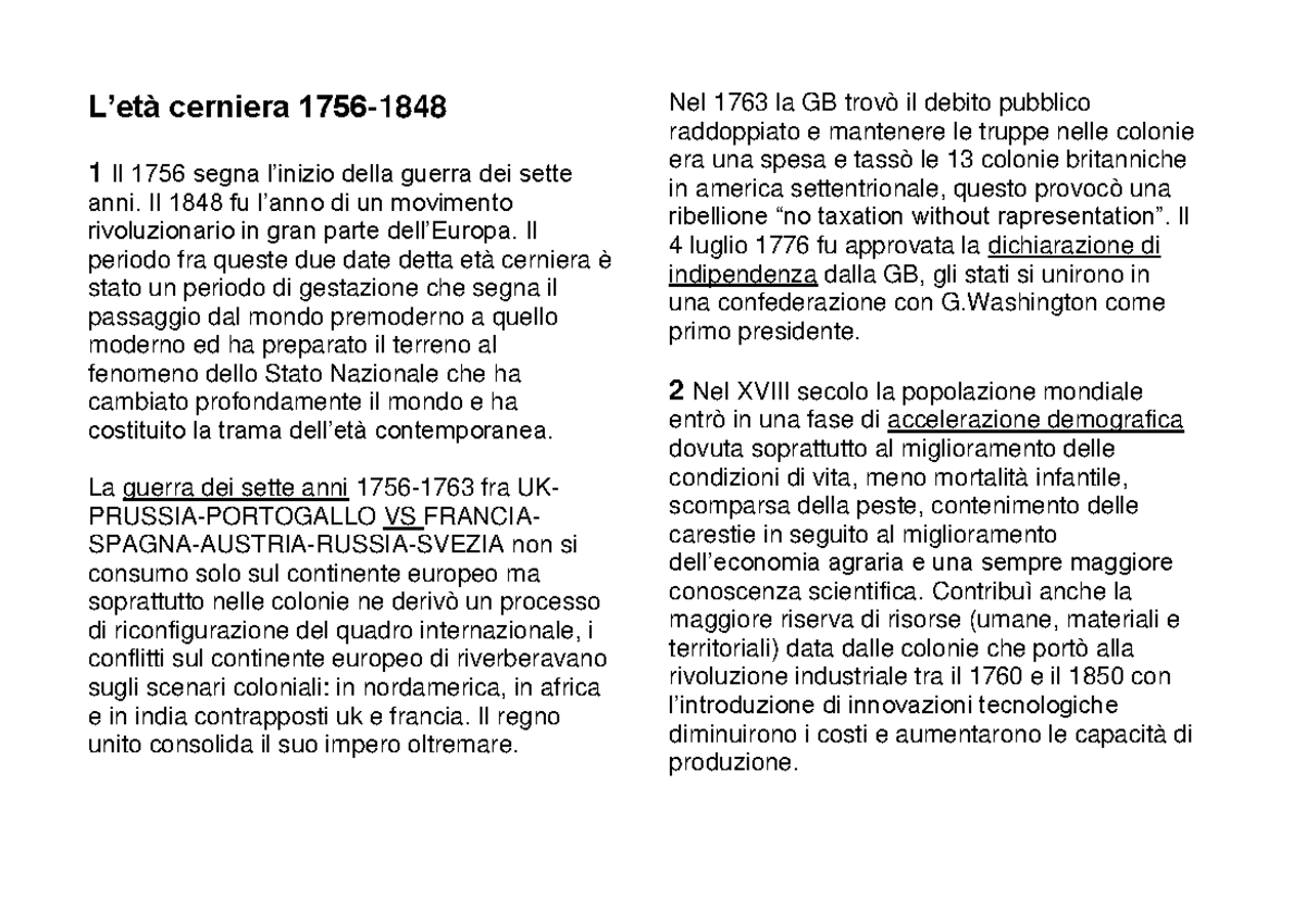Storia Contemporanea Dal Mondo Europeo Al Mondo Senza Centro Pdf Manuale storia contemporanea - L’età cerniera 1756- 1 Il 1756 segna l