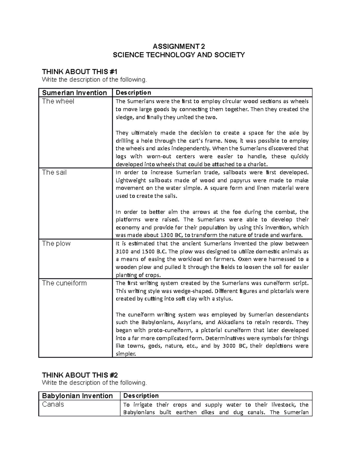 STS Think About THIS Mod1- Lesson 2 - ASSIGNMENT 2 SCIENCE TECHNOLOGY ...