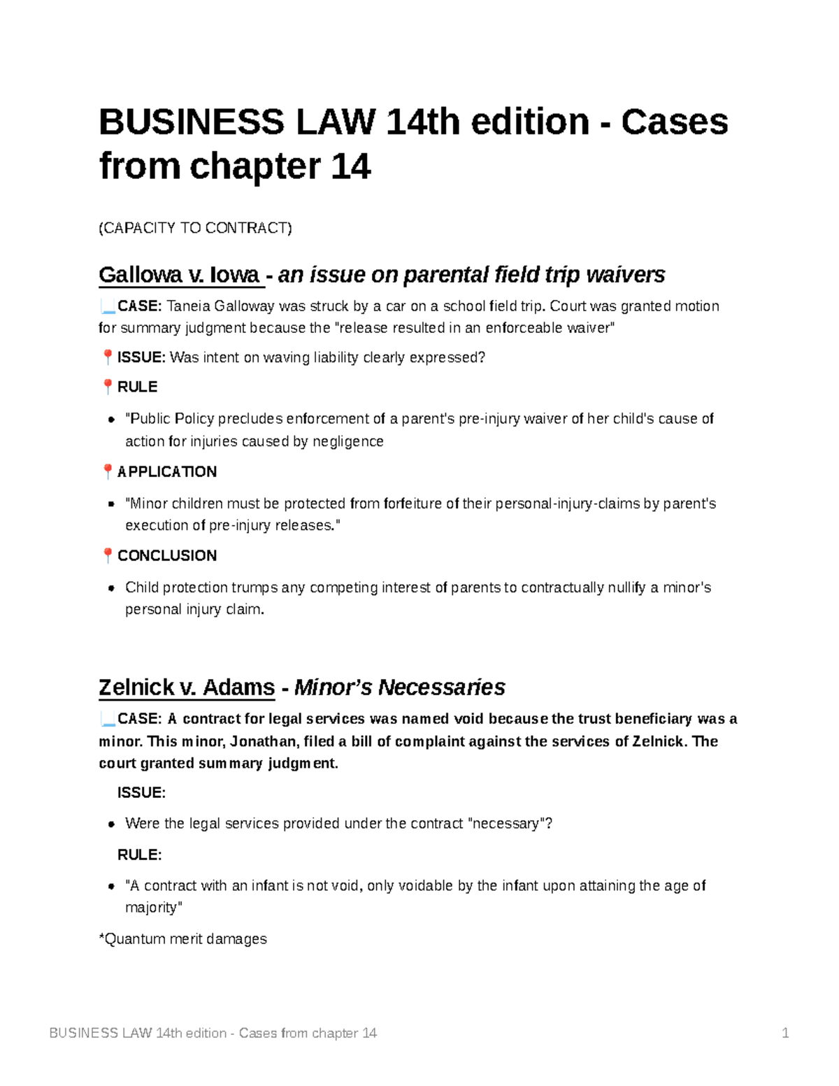 Business LAW 14th edition - Cases from chapter 14 - BUSINESS LAW 14th ...