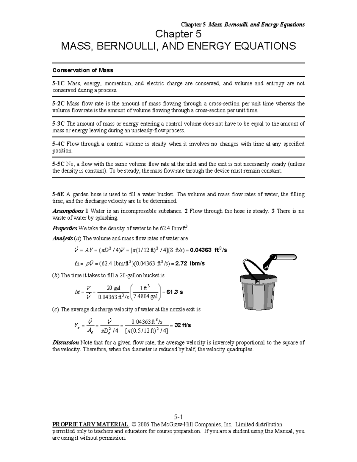 FM Sol Chap05-001 - fluid mechanics solutions - PROPRIETARY MATERIAL ...