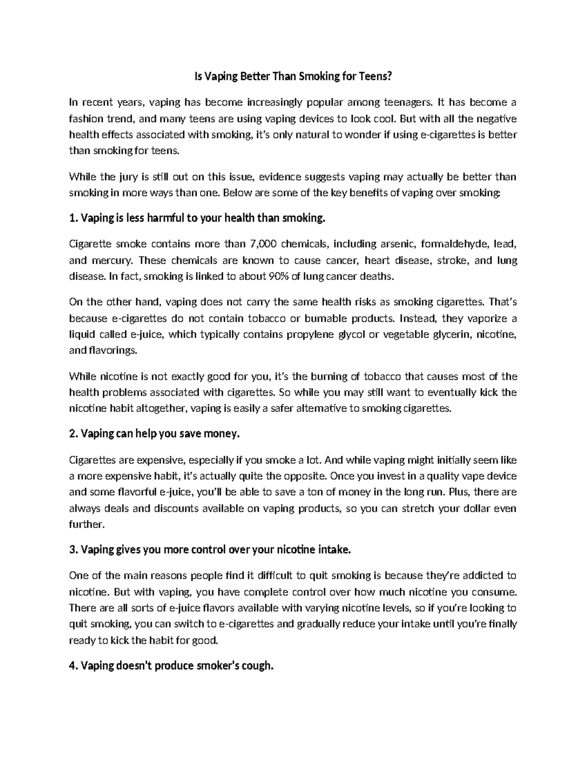 Vaping - cspas - Project report - Is Vaping Better Than Smoking for ...
