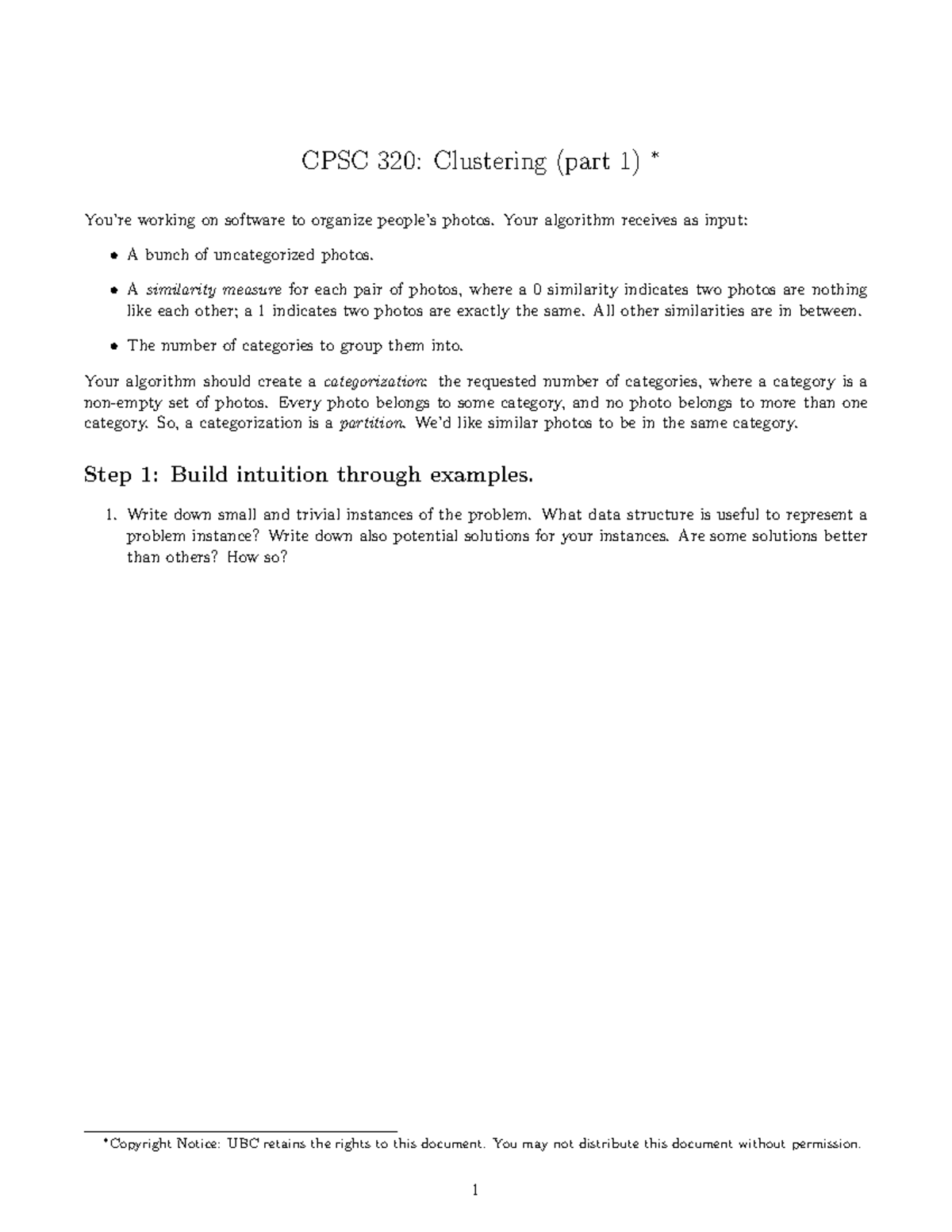 07-greedy-clustering - CPSC 320: Clustering (part 1) ∗ You’re working ...