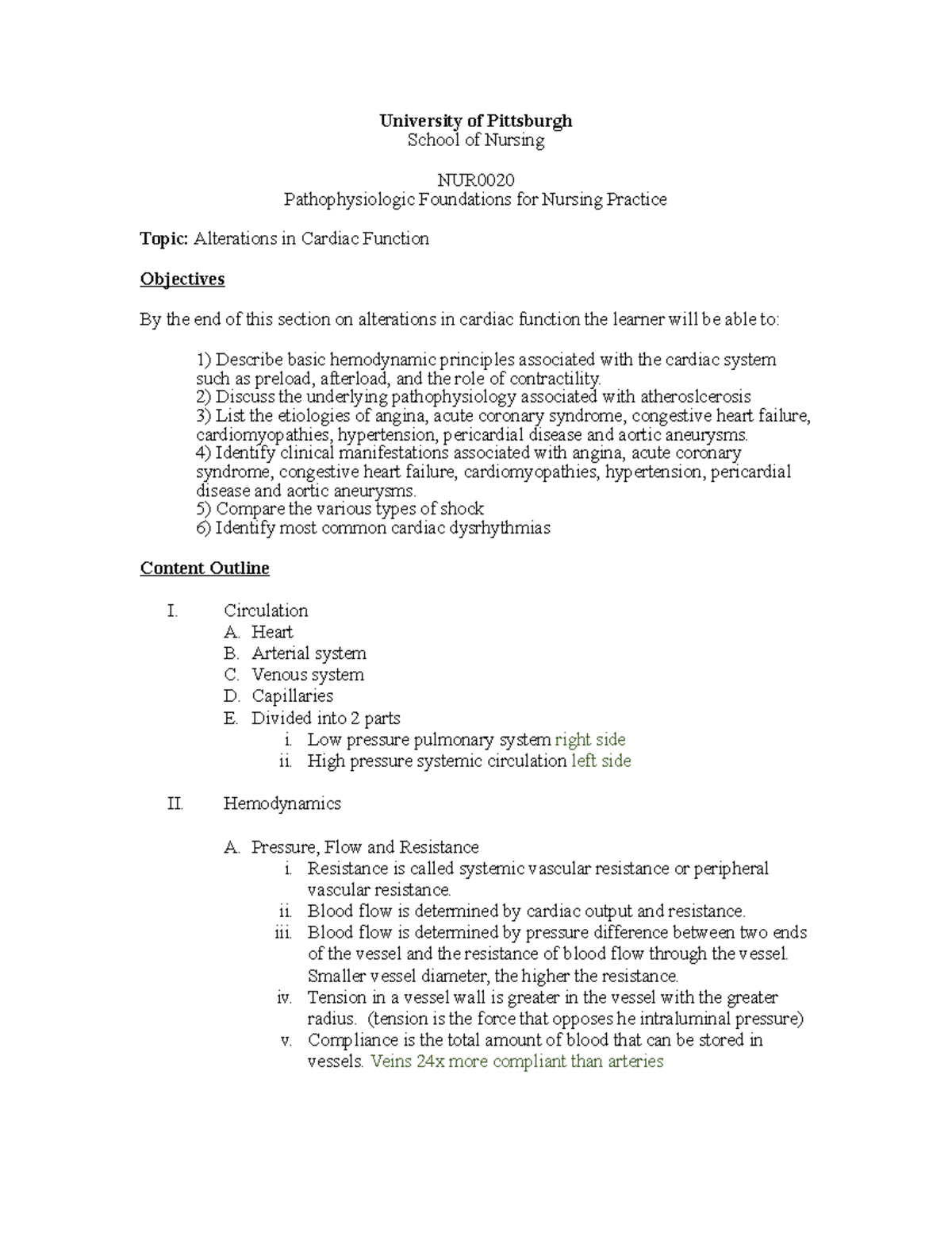 Cardiac notes - University of Pittsburgh School of Nursing NUR ...