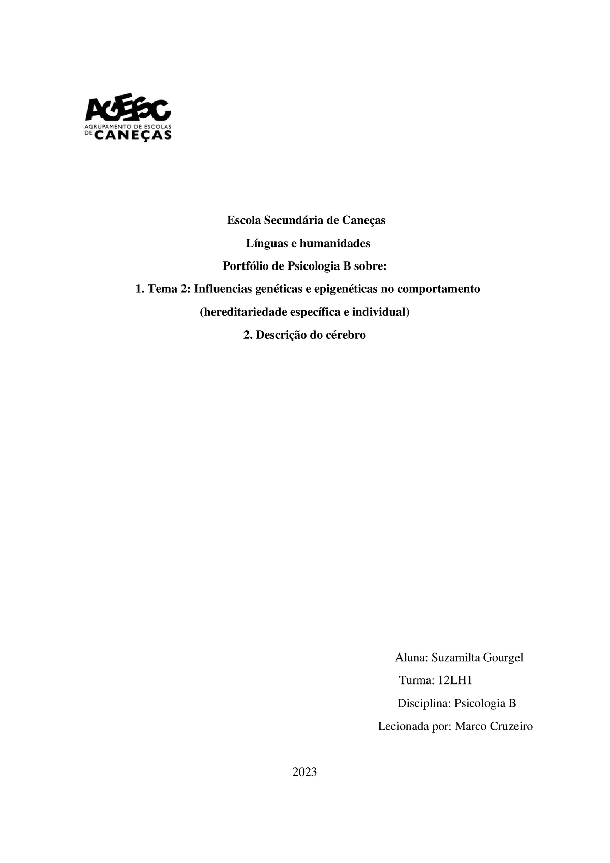 Portfólio De Psicologia B - Escola Secundária De Caneças Línguas E ...